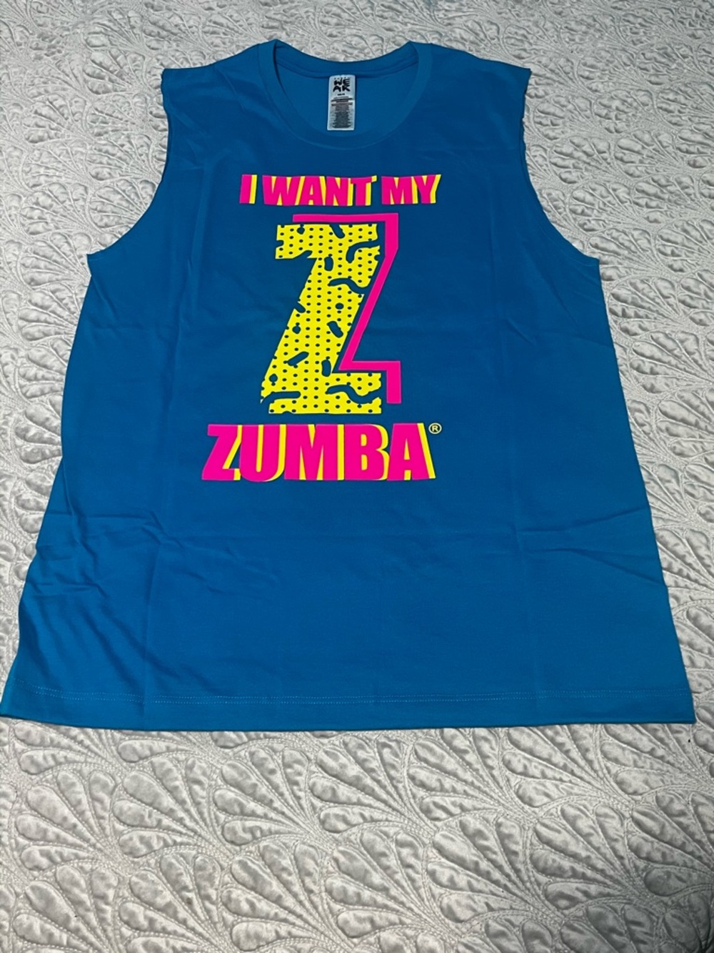 Zumba Fitness I Want My Z - Zumba TANK in XS/S Blue nwot - Picture 3 of 9